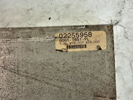 Pro Aluminum Plate 18" Long 18" Wide 1-1/2" Thick Alloy 6061 ALFLR0072918SQ