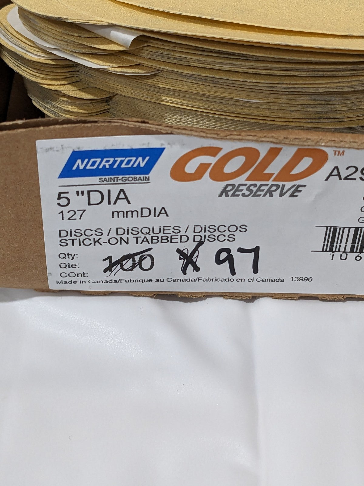 NORTON 5" Dia PSA Disc: 150 Grit, Aluminum Oxide Qty 97 66261038760