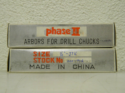 Phase II Drill Chuck Arbor Straight Shank 4JT 1/2" Shank Diam Qty 2 222-712