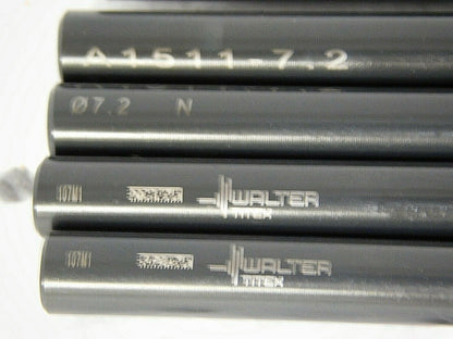 Walter-Titex 7.2mm  118° Point Spiral Flute Taper Length Drill Bit QTY 5 5061700