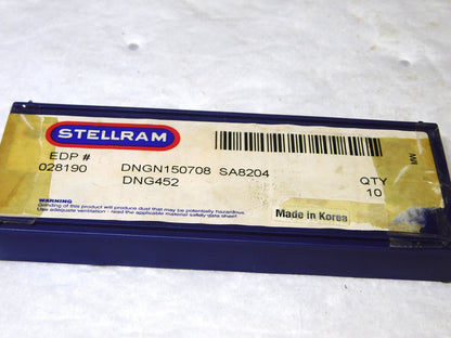 Stellram Ceramic Turning Inserts DNGN150708 DNG452 Grade-SA8204 Qty 10 028190