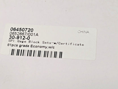 SPI 81 Piece Gage Block Set 0.05 to 4'' Range Economy Grade 30-912-0