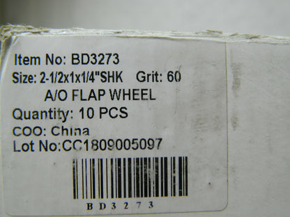 Alum Oxide Coated Mounted Flap Wheel 2-1/2" Diam x 1" FW Medium Qty 10 BD3273