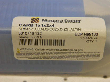 NIAGARA CUTTER Corner Chamfer End Mill 1" 5 Fl Solid Carbide 17007614