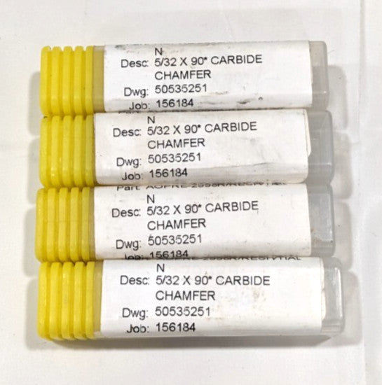 AMERICAN GRINDING Carbide 5/32" x 90dg Chamfer  2998R  *QTY 4*