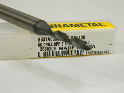 KENNAMETAL SC Screw Machine Length Drill Bit: 0.1299" Dia, 90 ° 3585206