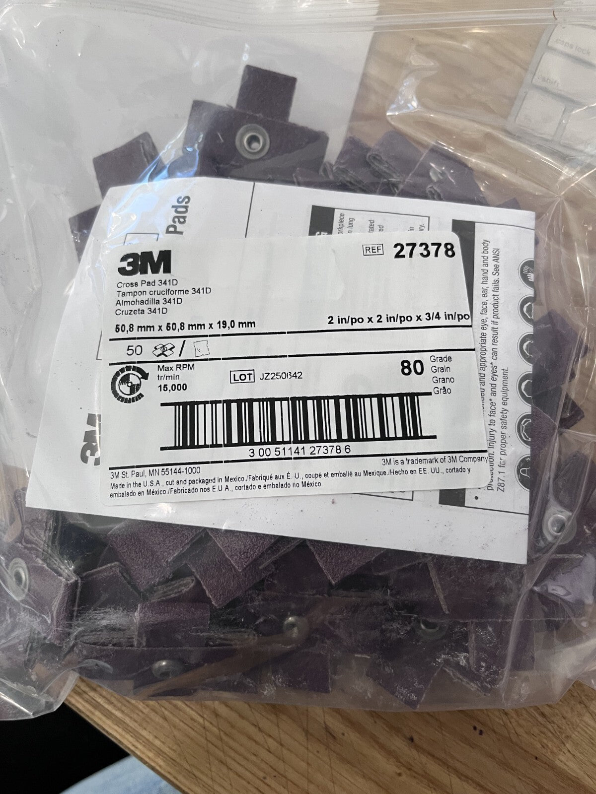 3M 80 Grit, Medium Grade, Aluminum Oxide Cross Pad QTY 50 7100105487