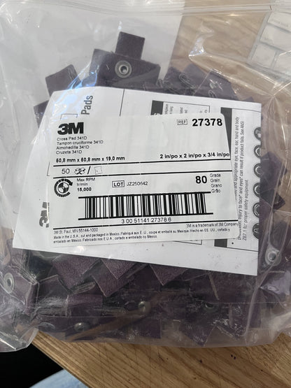 3M 80 Grit, Medium Grade, Aluminum Oxide Cross Pad QTY 50 7100105487
