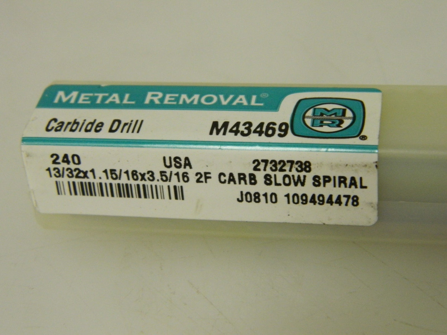 Metal Removal Carbide Split Point Drill 13/32" x 1-5/16" x 3-5/16" 2F M43469