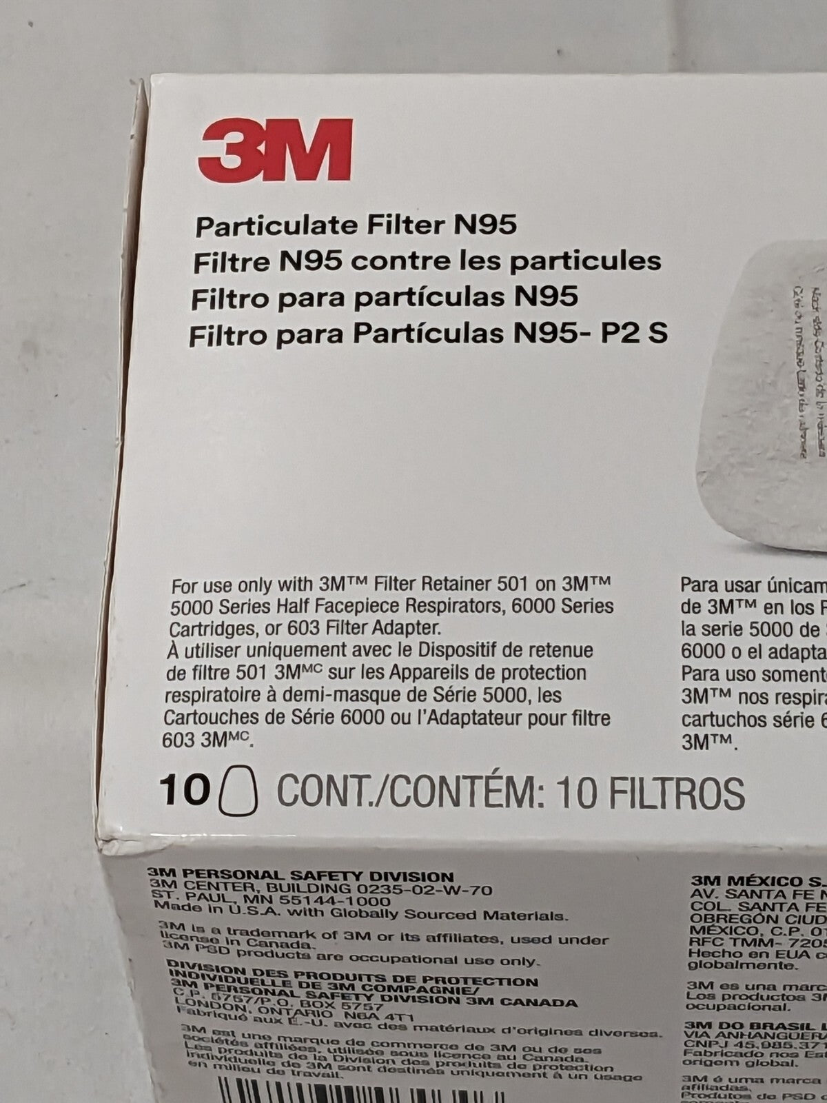 3M Facepiece Filter: Particulates White Box of 10 7000002008
