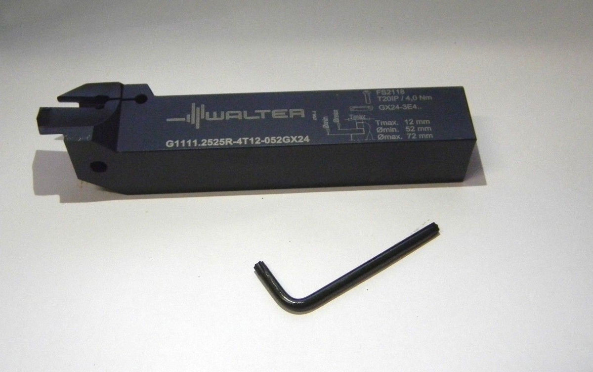 Walter 0.4724" Indexable Grooving Toolholder G1111.2525R-4T12-052GX24 59361