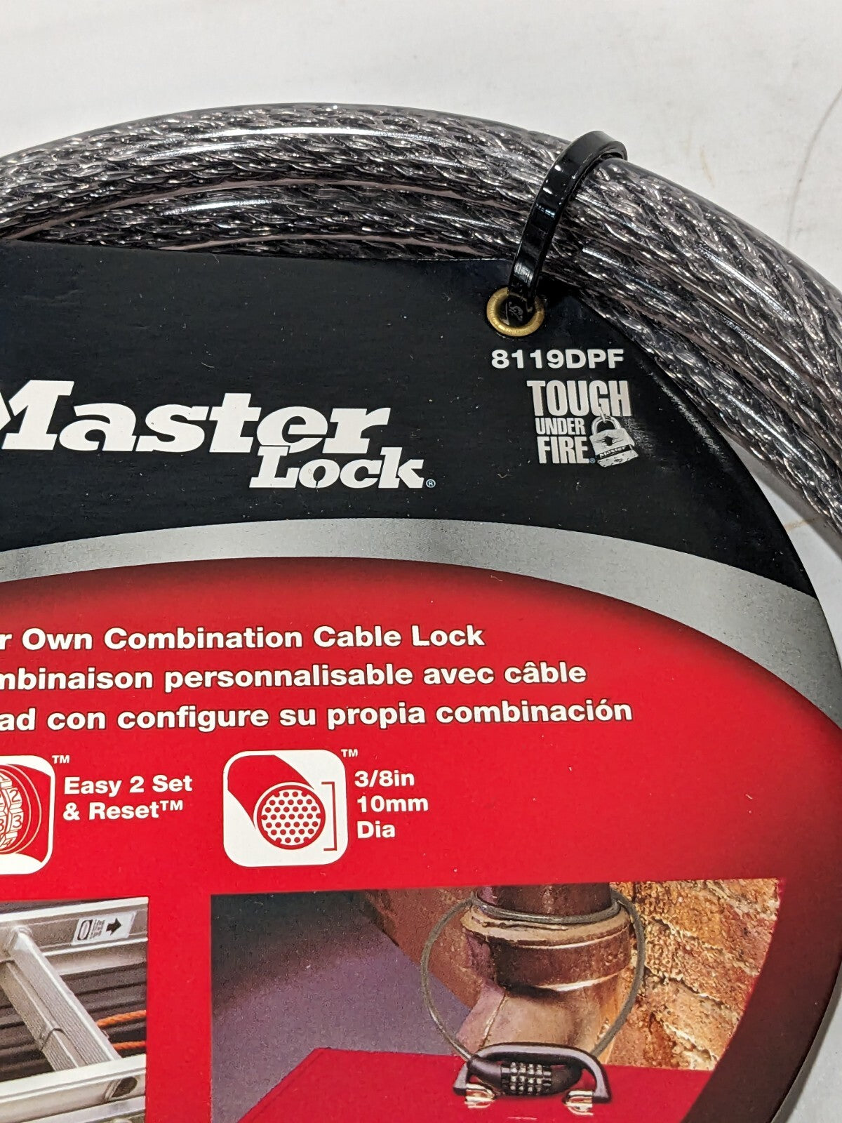 MASTER LOCK 5' Long Combination Cable Lock 3/8" Diam 8119DPF