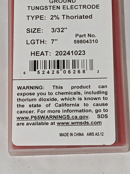 WELDER'S CHOICE TIG Welding Rod: 7" Long, 3/32" Dia Qty 10 59804310