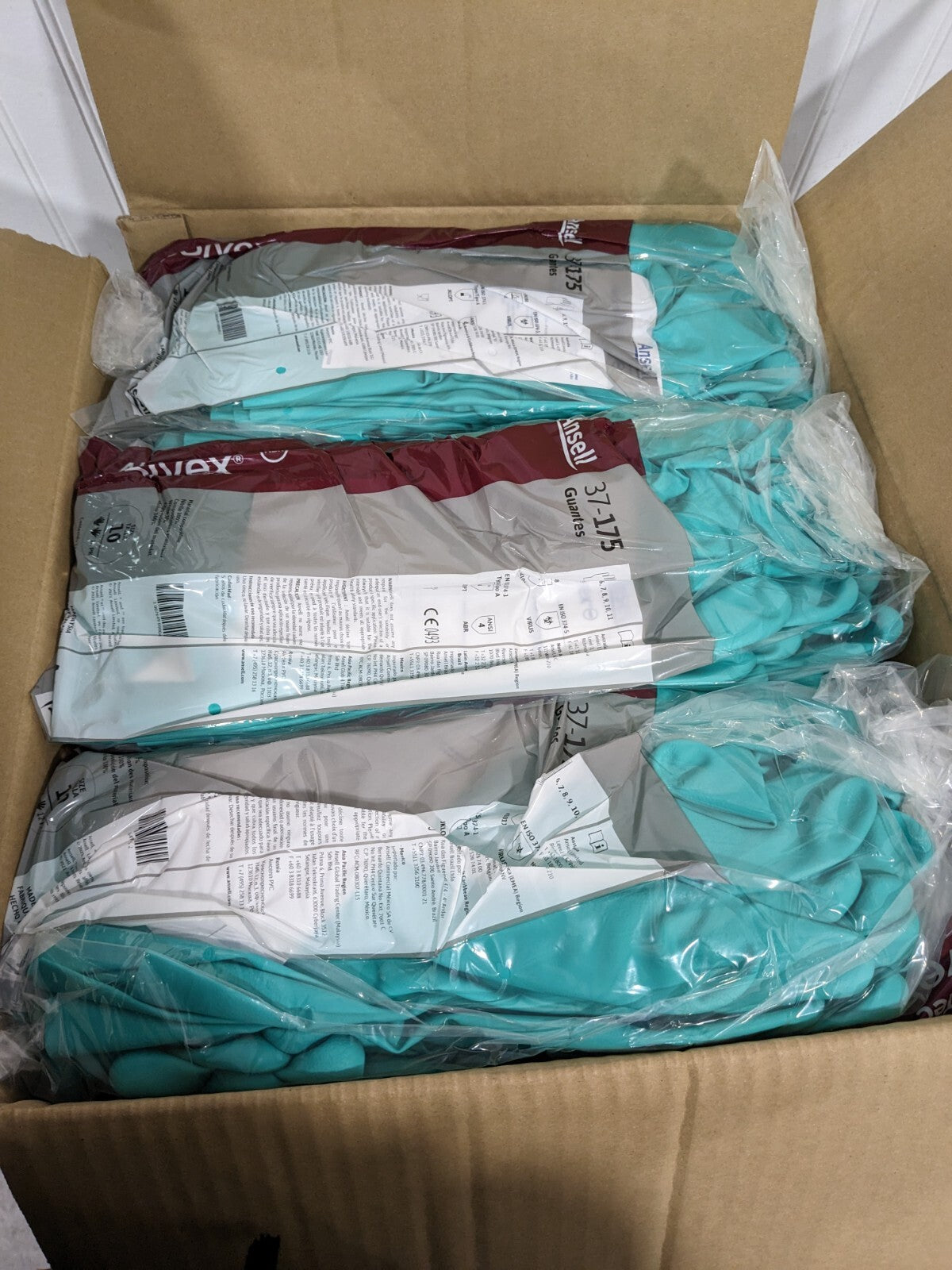 ANSELL Chemical Resistant Gloves: 37-175, 17.00 mil Sz XL Qty 144 117276