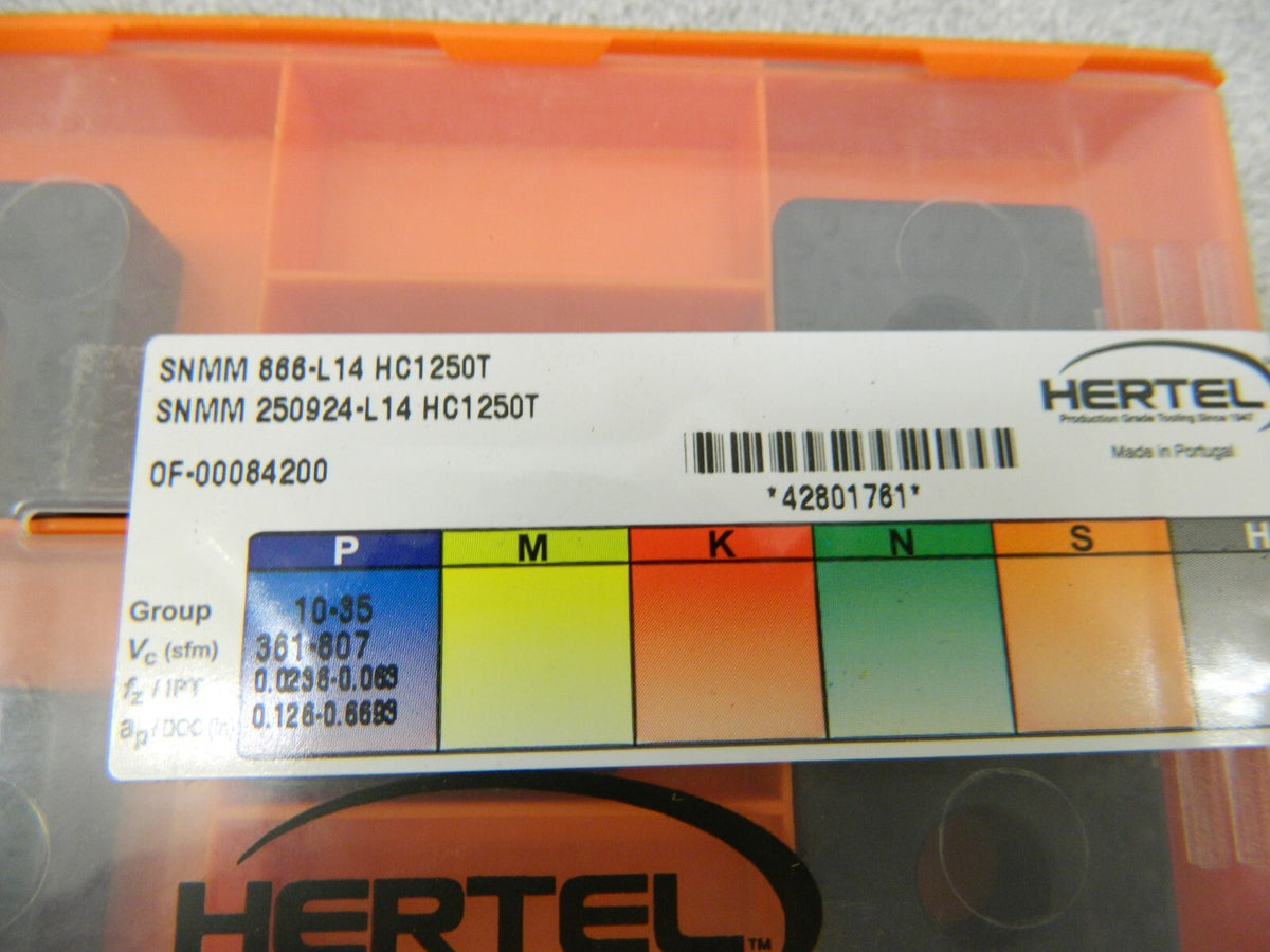 Hertel Turning Inserts, SNMM866-L14, Grade HC1250T Qty 5 42801761