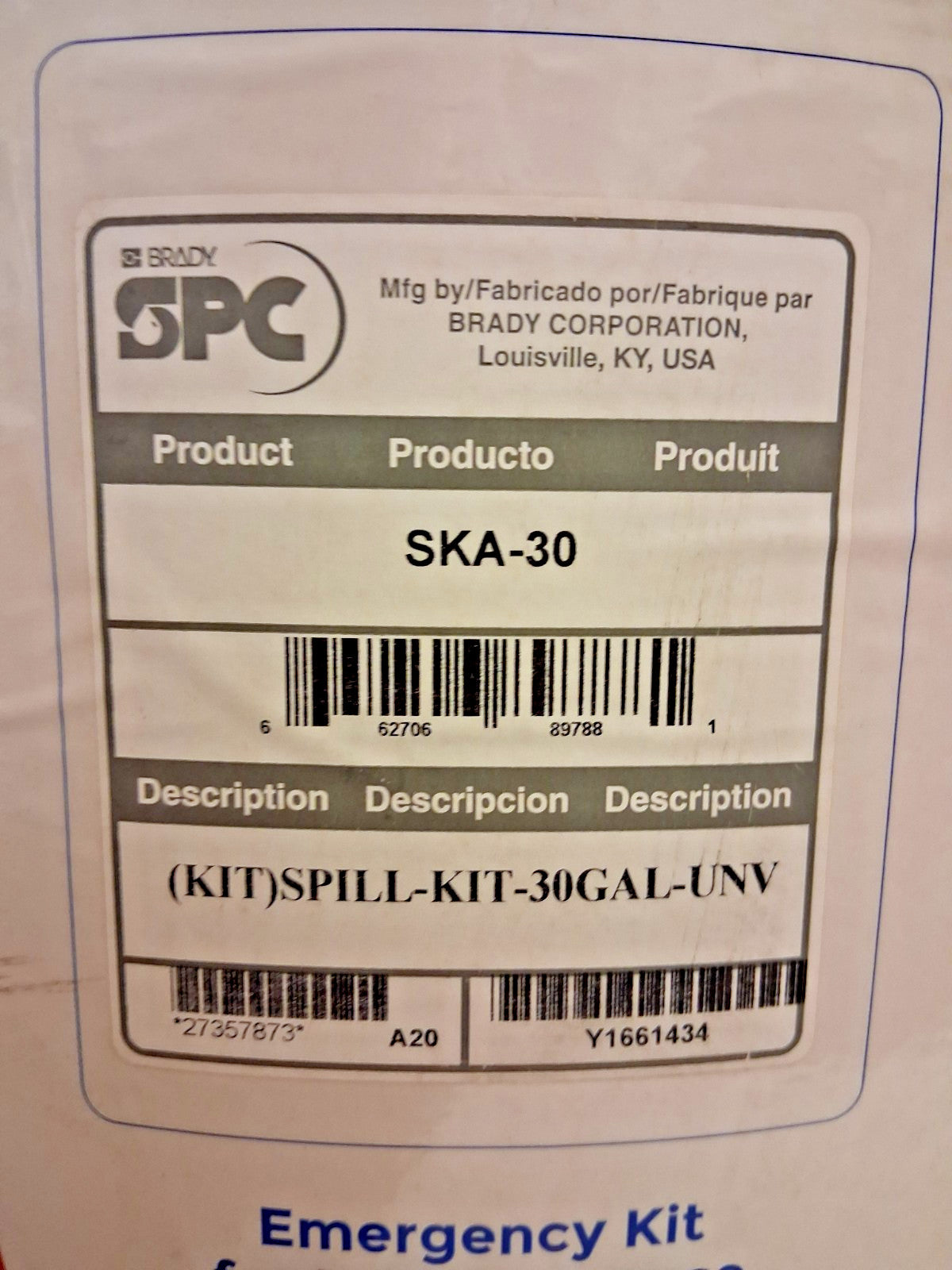 Brady SPC Sorbents Universal Spill Kit SKA30