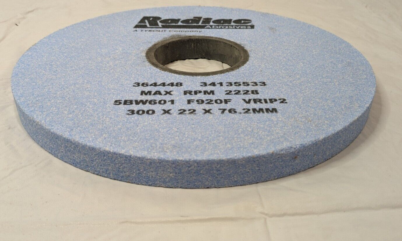 Radiac Abrasives Grinding Wheel 300 X 22 X 75.2MM 2228 RPM 34135533