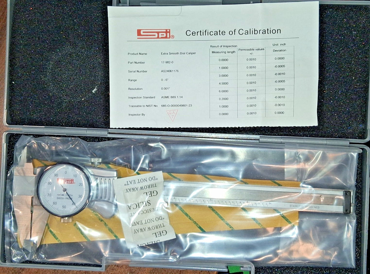 SPI Dial Caliper 6" 0.001000" Graduation 0.1000" per Revolution 17-982-0