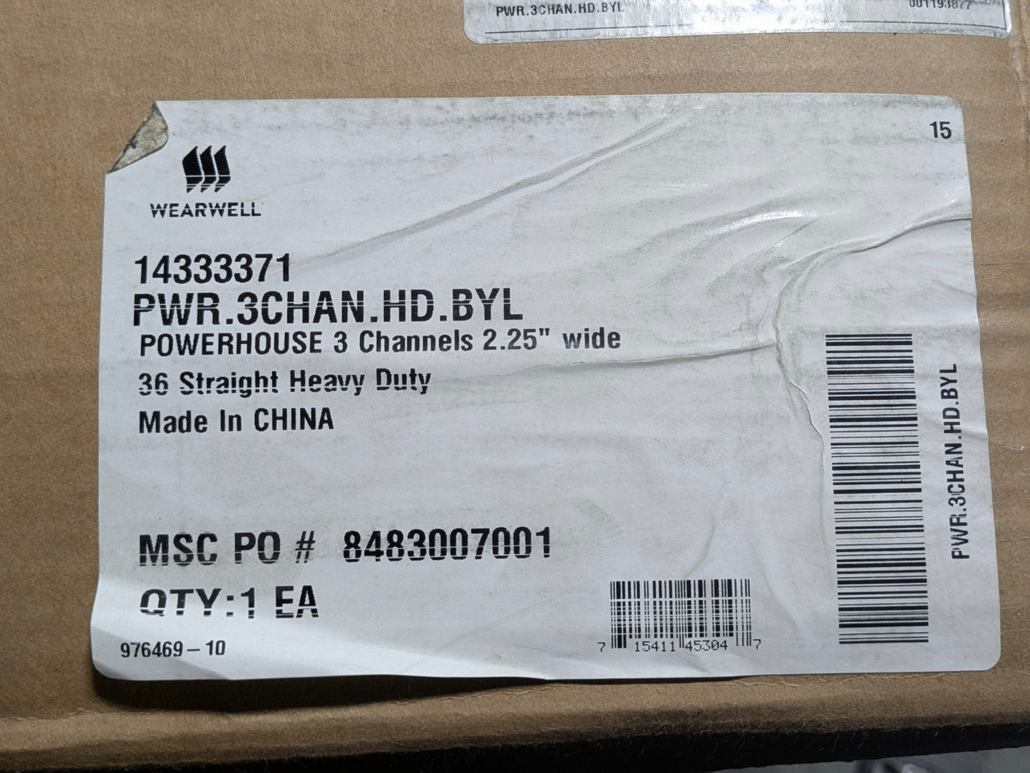 Wearwell Powerhouse 3-Channel Straight Floor Cable Protector PWR.3CHAN.HD.BYL