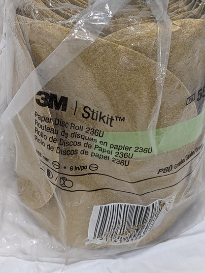 3M PSA Disc: 6″ Disc Dia, 80 Grit, Aluminum Oxide Approx. 100 00051141555607