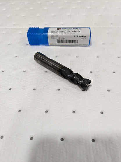 Niagara Cutter Square End Mill: 7/16" Dia, 7/8" LOC, 4 FL N09734