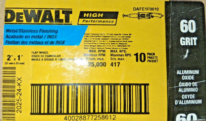 DeWALT Mounted Flap Wheel 2" Dia 1" Face Width 60 Grit DAFE1F0610