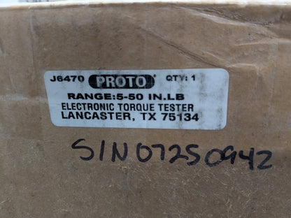 Proto Electronic Torque Tester 5 to 50 In/Lb 1/4" Drive J6470 PARTS/REPAIR