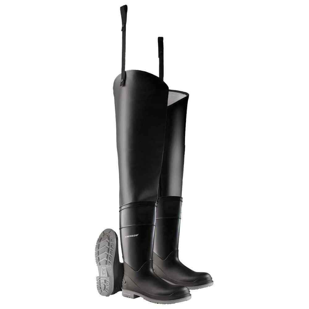 Dunlop Hip & Chest Wader: High-Leg Boot, Black, PVC, Size 11 86056.11