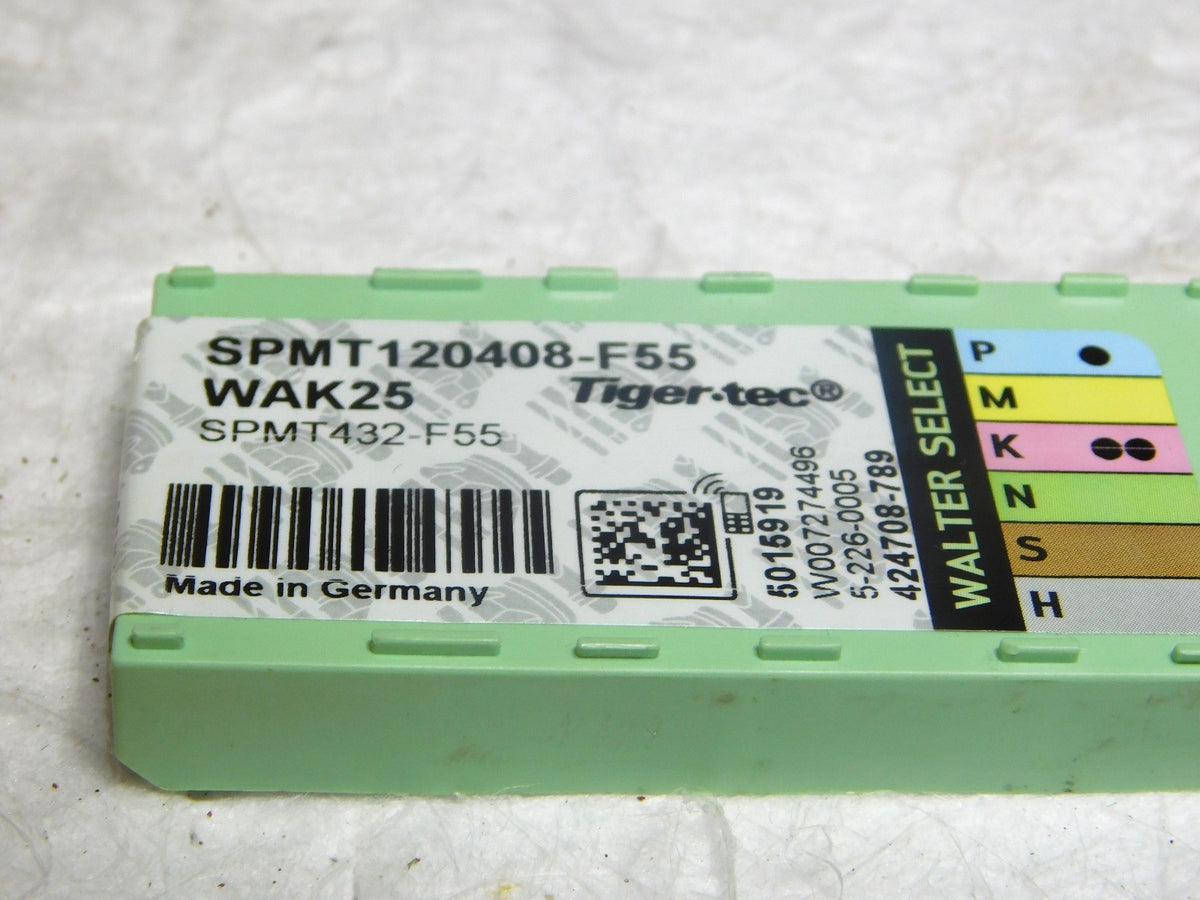Walter Cobalt Milling Insert SPMT120408-F55 Grade-WAK25 Box of 10