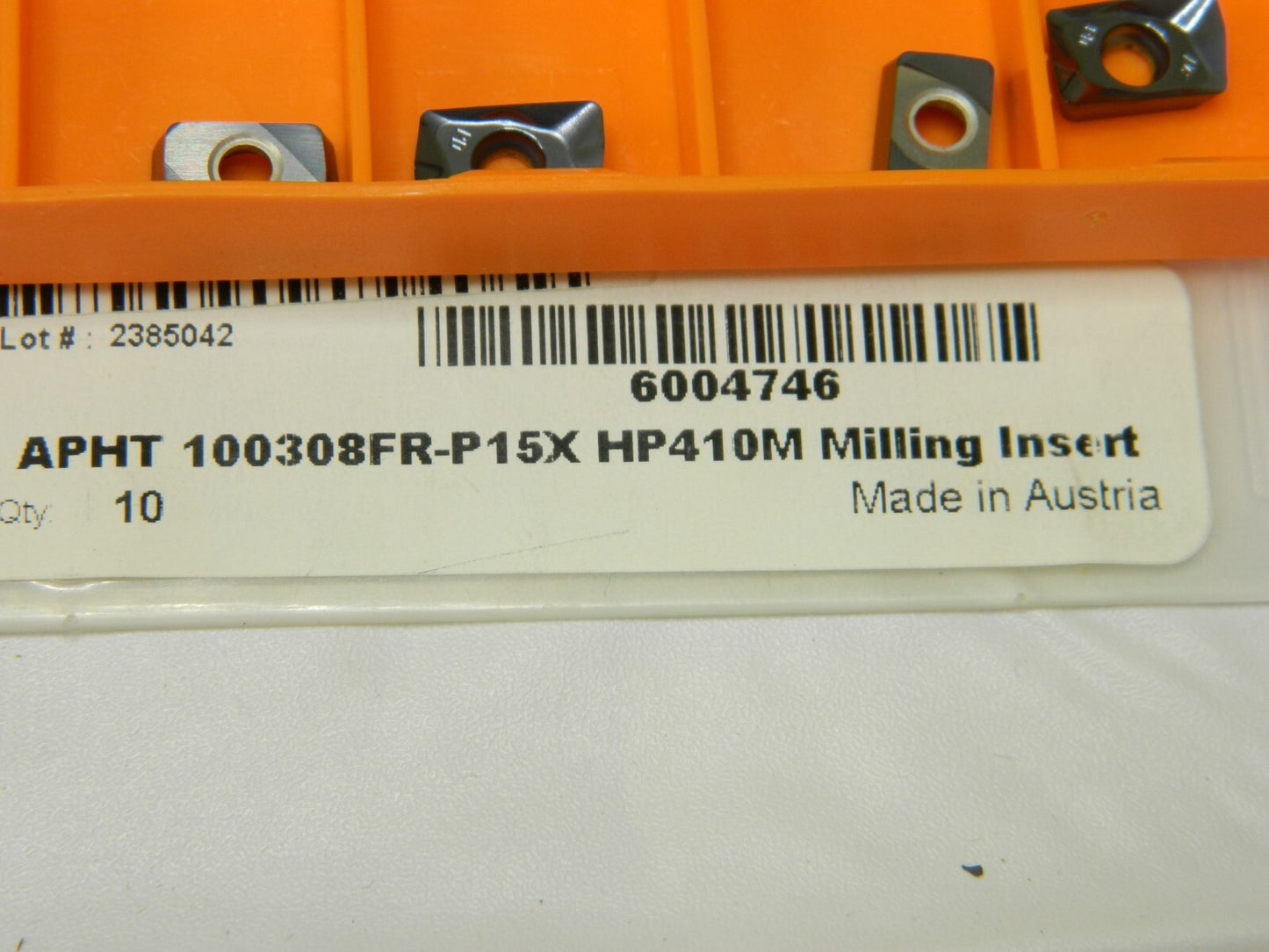 HERTEL APHT100308FR P15X HP410M Carbide Milling Insert Qty 15 6004746