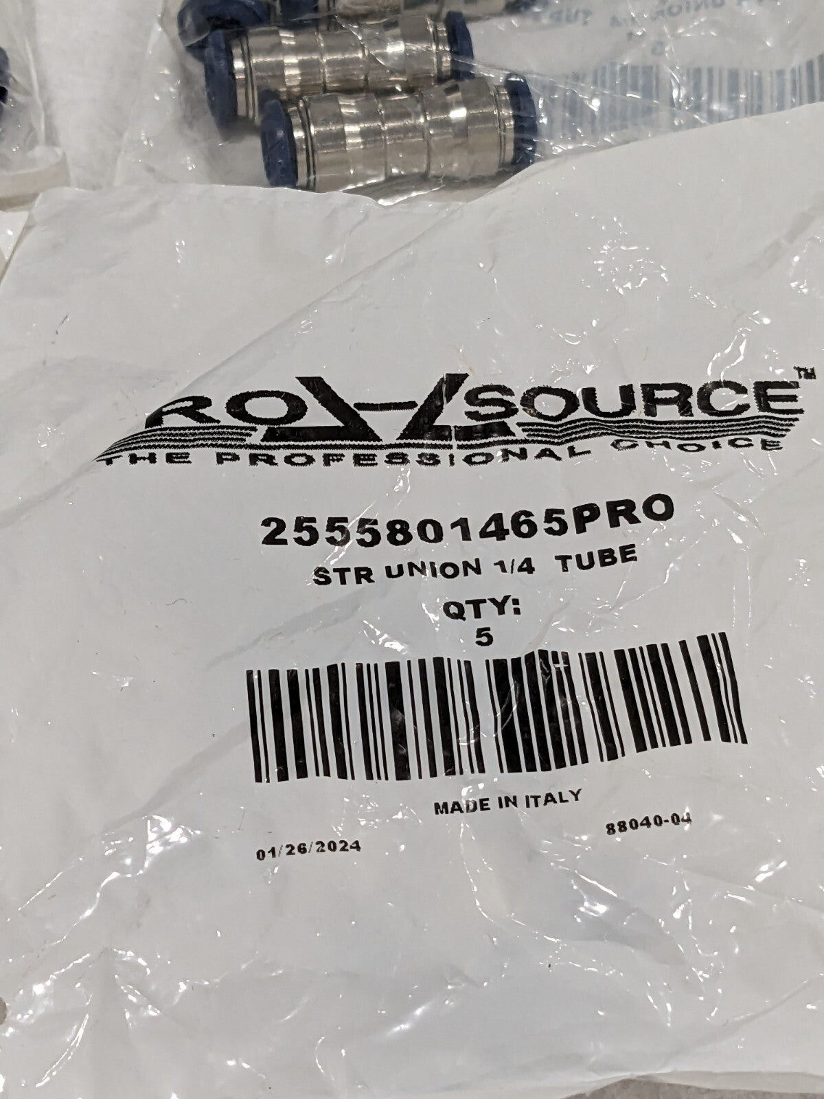 Pro-Source Push-To-Connect Tube to Tube Fitting: 1/4" OD Qty 25 2555801465P