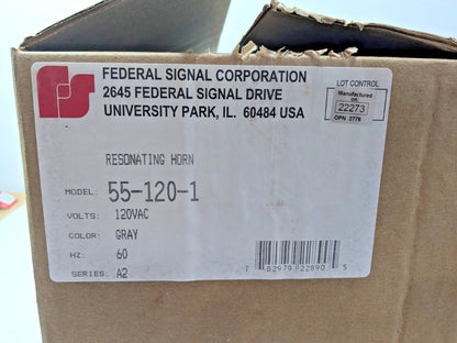 Federal Signal Resonating Horn Outdoor;/Indoor 120V 60Hz 105 dBa 55-120-1