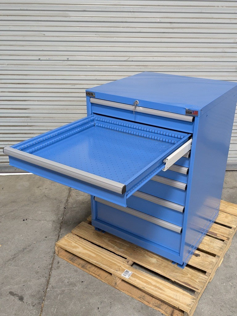 Lista Modular Storage Cabinet 7 Drawer 41" H. x 28" W. x 28" D. Steel Blue