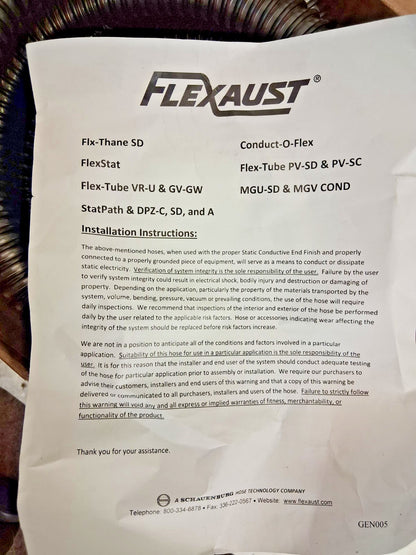 Flexaust Static Dissipative Reinforced Clear Polyurethane Hose 3641010025