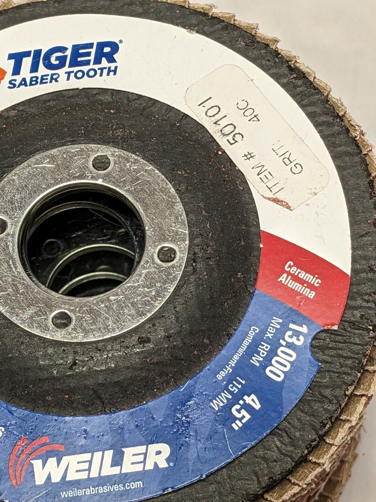 WEILER Flap Disc: 7/8″ Hole, 40 Grit, Ceramic, Type 29 Qty 6 50101