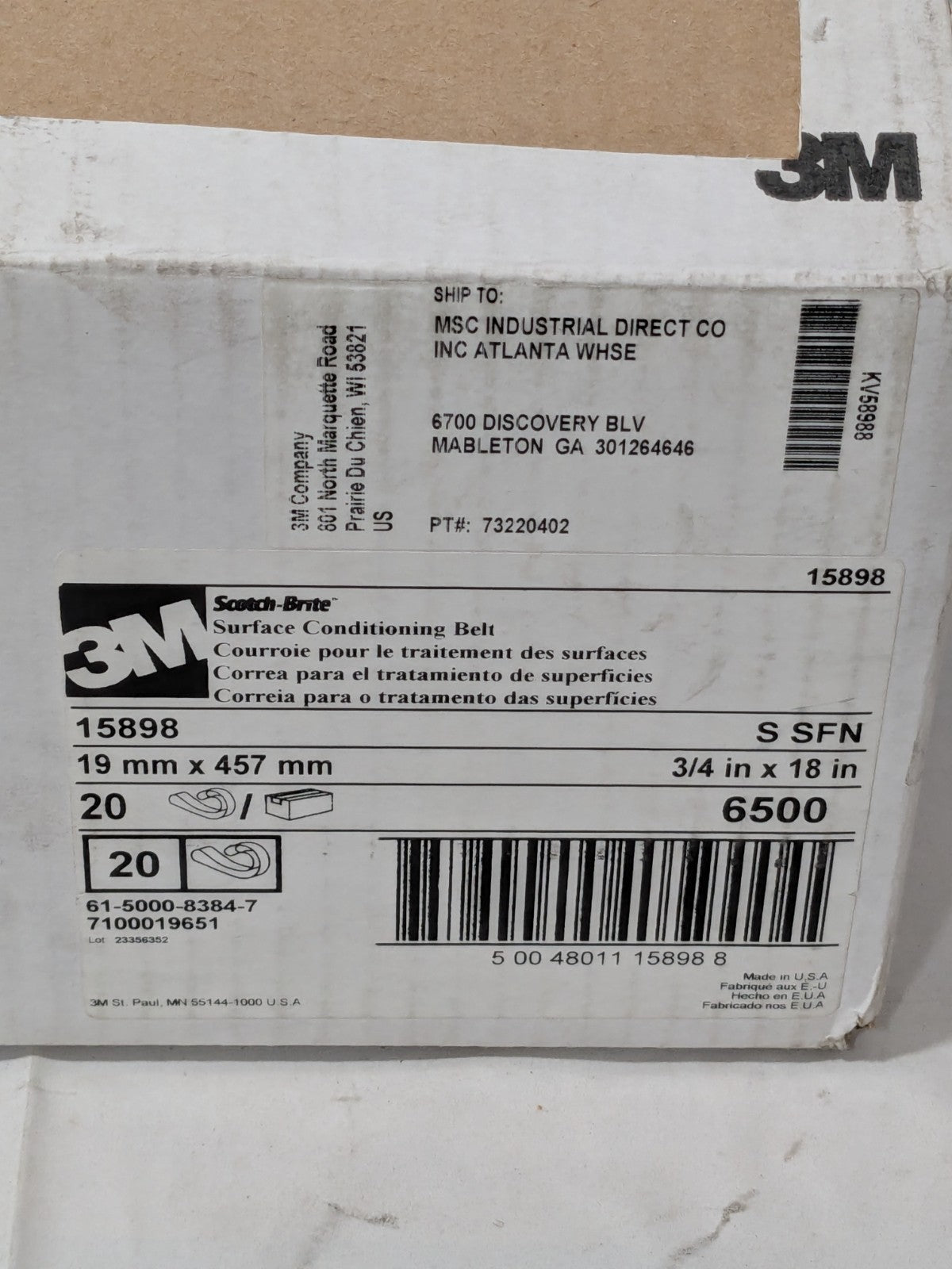 3M Abrasive Belt: 3/4" Wide, 18" OAL, Silicon Carbide Box of 20 7100019651