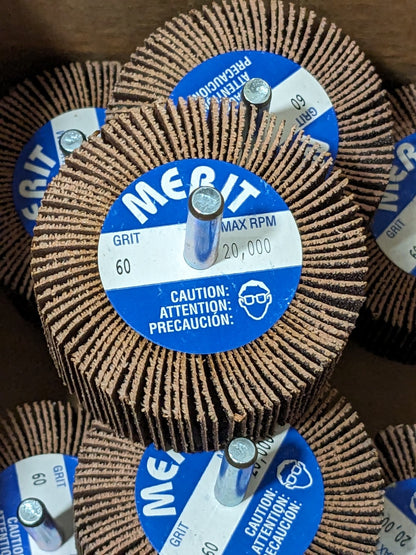 MERIT ABRASIVE Mounted Flap Wheel 2-1/2" Dia 1-1/2" Face Width Qty 7 0