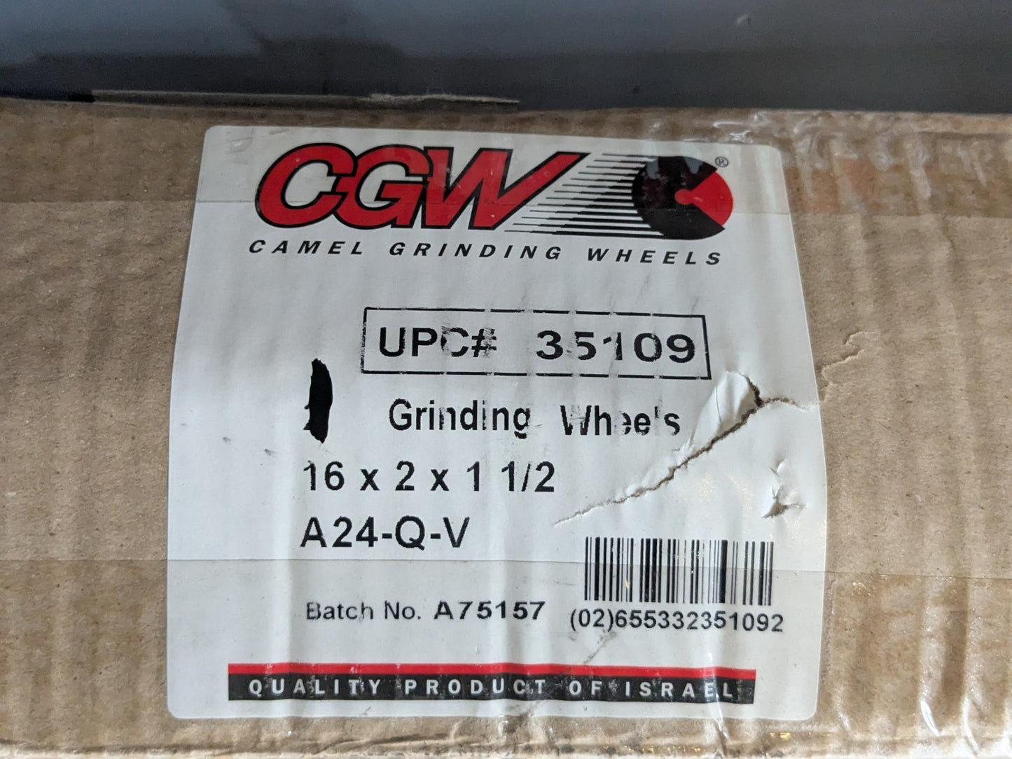 CGW Abrasives Bench & Pedestal Grinding Wheel AO 16"D X  2"T X 1-1/2"HD 35109