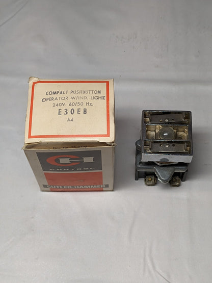 CUTLER HAMMER COMPACT PUSHBUTTON OPERATOR W/IND LIGHT 240V 60HZ E30EB