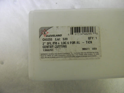 Cleveland Center Cutting End Mill 2 Dia 3Fl PM Plus TiCN Coat 10 OAL C40255