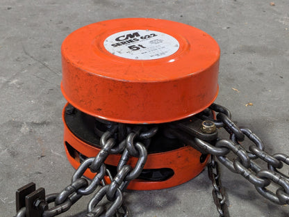 CM Series 622 Double Reeved Hand Chain Hoist 5 Ton Capacity 20 Ft Lift 2234A
