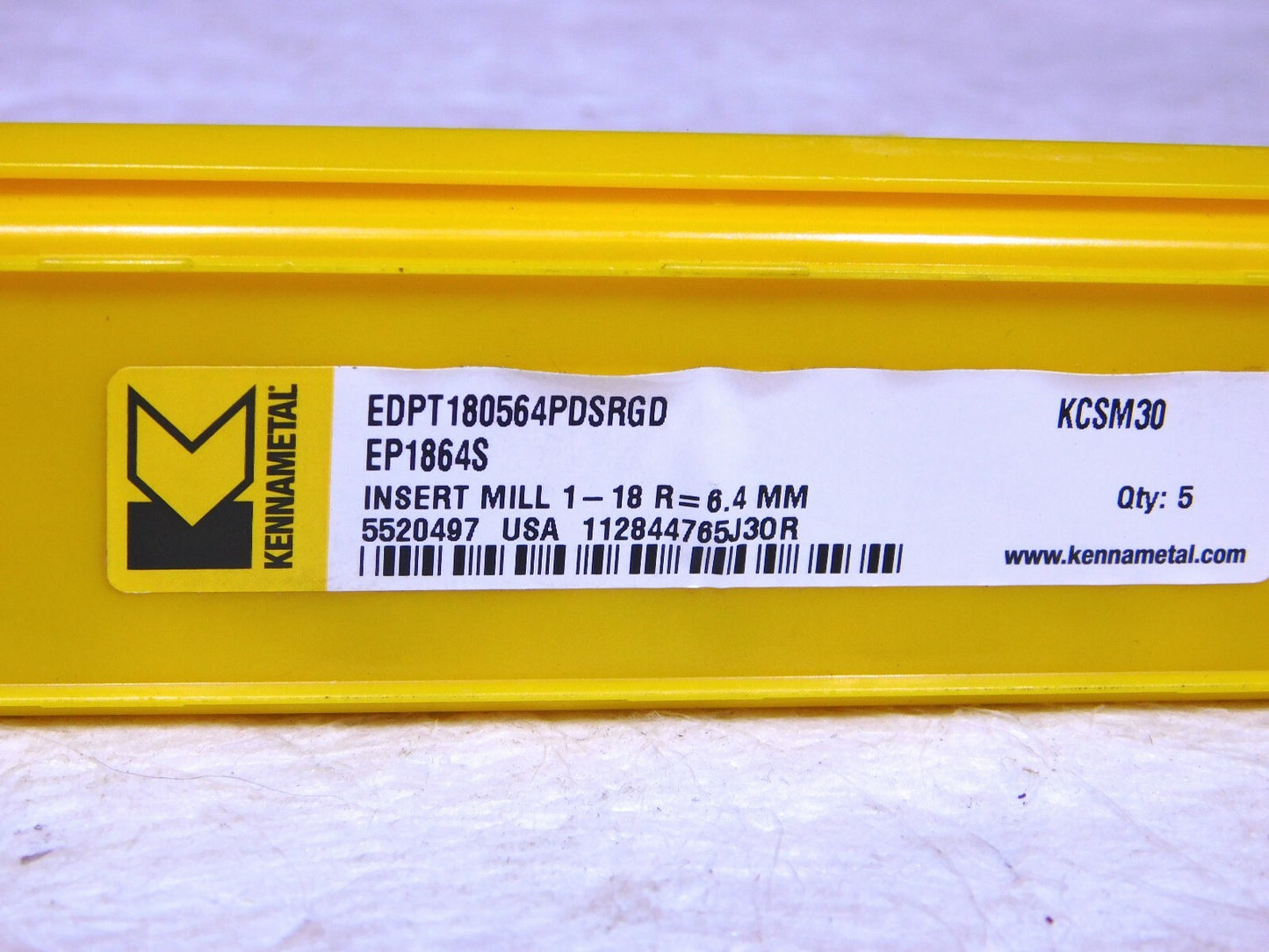 Kennametal  Carbide Milling Inserts EDPT180564PDSRGD Grade-KCSM30 Qty 6 5520497