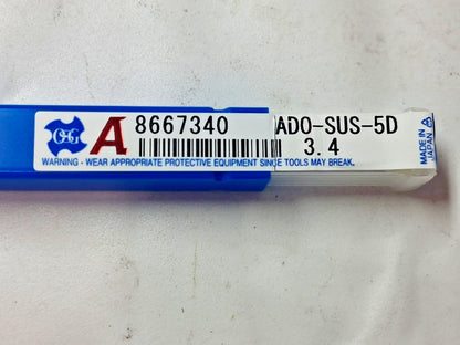OSG Carbide Jobber Length Drill Bits 3.40 mm (0.1339) Dia 140 deg 8667340