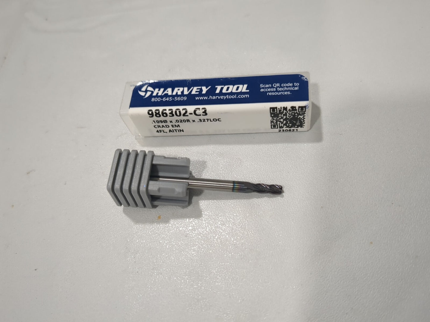 HARVEY TOOL Corner Radius End Mill 0.1090" Dia 4 Fl Solid Carbide 986302-C3