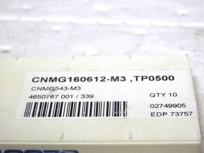Seco Carbide Turning Inserts CNMG543M3 Grade-TP0500 QTY 6 73757