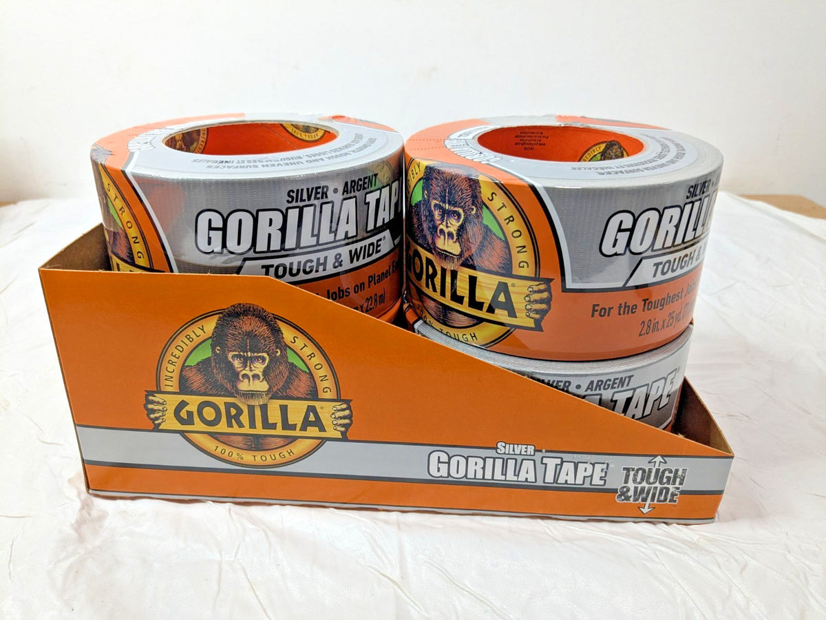 PACK OF 4 Gorilla Tape Silver Tough & Wide Tape 2.8" X 25 yd 105680