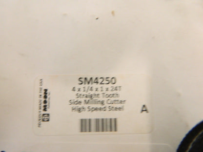 Moon Cutter 4" Diam x 1/4" Face Width Straight Tooth Side Milling Cutter SM4250