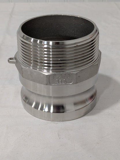 Cam & Groove Coupling: 3" Part F, Stainless Steel, 500 psi Max 44795086