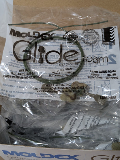 MOLDEX Camo Earplugs Foam Push-In Corded Qty 400 (Exp 06/28) 6946