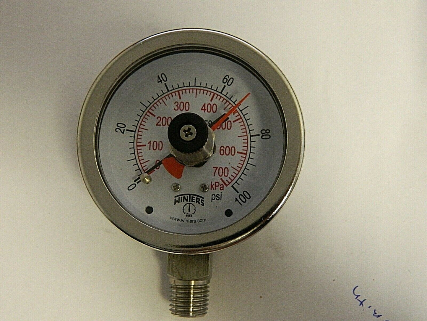 Winters 2-1/2" Dial 1/4 Thread, 0-100 Scale Range Pressure Gauge PFP82425MA